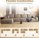 136" Sectional Couches for Living Room Modern Modular Sofa with L-Shape Couchs Upholstered Boneless Couch Deep Seat Sectional Couch with Chaise (Camel, Left Facing Chaise+3Seaters) by CozyNest Decor