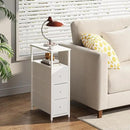TUTOTAK Narrow Night Stand, Slim End Table, Tall Side Table with 3 Fabric Drawer, Small Bedside Table with Storage, Set of 2, for Living Room, Bedroom, White TB01BW072 by CozyNest Decor