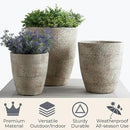 17.7"+13.8"+9.8" Dia Round Concrete Planter Set of 3, Large Indoor Outdoor Planter, Flower Pots with Drainage Holes and Sealing Plug for Garden, Patio, Home, Office Weathered Concrete Gray by GreenHaven Gardens