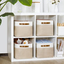 DULLEMELO Fabric Storage Bins for Laundry, Home, Foldable Storage Baskets for Shelves, Toys, Collapsible Storage Bins for Office, Closet,Bedroom(White&Khaki,15"x11"x9.5",4-Pack) by TinyTreasures Baby Boutique