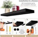 Sorbus Floating Shelves for Wall - 24" Bathroom Shelves, Wall Decor for Bedroom, Kitchen, Living Room, Home Decor & Book Storage - Mounted Floating Shelf with Invisible Brackets (Black, 2 Pack) by CozyNest Decor