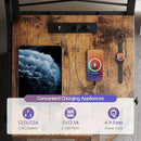 Corner Bar Cabinet with Power Outlet, 5-Tier Corner Wine Cabinet with Led Strip and Glass Holder, Industrial Tall Liquor Cabinet Bar Wine Rack for Home, Rustic Brown by CozyNest Decor