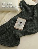 YnM Chunky Throw Blanket, Medium-Weight, Hand Knitted, Skin Friendly, Ventilated and Breathable, Machine Washable, Home Décor Piece for Couch, Sofa and Bed (Olive, 50x70 Inch) by CozyNest Decor