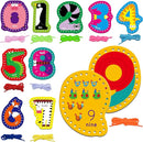 10 Pieces Number Lacing Cards, 0-9 Double Sided Sewing Cards with 10 Colorful Laces, Imagination Development Lacing Toys Games for Children Educational and Learning Activity by TinyTreasures Baby Boutique