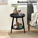Small Round Side Table, 2-Tier Mid Century Modern Side Table, Round End Table Small Side Table for Living Room, Metal Frames, Black by CozyNest Decor