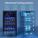 Beverage Fridge, 130 Can Mini Fridge With Glass Door, Beverage Cooler Refrigerator, Wine Drink Beer Cooler, Adjustable Shelves & Digital Temperature Display by CozyNest Decor