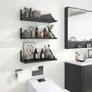 Heimlove Floating Shelves for Wall, 16 Inch Long Wood Floating Shelves Set of 3, Wall Mounted Hanging Shelf for Bathroom Bedroom Kitchen, Black