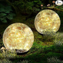 Garden Solar Ball Lights Outdoor Waterproof, 30 LED Cracked Glass Globe Solar Power Ground Lights for Path Yard Patio Lawn, Christmas Decoration Landscape Warm White(2 Pack 3.9'') by GreenHaven Gardens