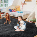 Ultra Soft Rug for Living Room, 4X6 Fluffy Shag Area Rug for Bedroom, Modern Shaggy Carpets Fuzzy Rug for Teens Dorm Nursery Home Decor Aesthetic, Upgrade Anti-Skid Durable, Black by TinyTreasures Baby Boutique