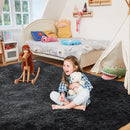 Extra Large Shag Rug, 9x12 Ultra Soft Indoor Modern Area Rugs for Living Room, Non-Skid Modern Nursery Rugs, Fluffy Carpet for Boy and Girls Room Dorm Home Decor Aesthetic, Black by TinyTreasures Baby Boutique