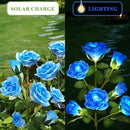 1 Pack Solar Garden Lights Outdoor, 7-Flower Rose Solar Lights for Yard, LED Solar Powered Stake Lights for Patio Pathway Lawn Fence Cemetery, Blue by GreenHaven Gardens