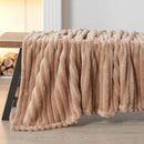 NEWCOSPLAY Super Soft Throw Blanket Taupe Premium Silky Flannel Fleece 3D Ribbed Jacquard Lightweight Bed Blanket All Season Use (Taupe Ribbed, Throw(40"x50")) by CozyNest Decor