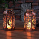 Solar Lanterns Outdoor Garden Hanging Lantern Waterproof LED Metal Bronze Moon Fairy Lantern Waterproof Flickering Flameless Candle Mission Lights for Table,Patio,Mother's Day Gift(2Pack) by GreenHaven Gardens