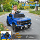 12V Ride on Car Licensed Ford F-150 Raptor, Kids Electric Car with Remote Control, LED Light/Music/MP3, Truck Bed Storage, 3-Point Seat Belt (12V, Blue) by TinyTreasures Baby Boutique
