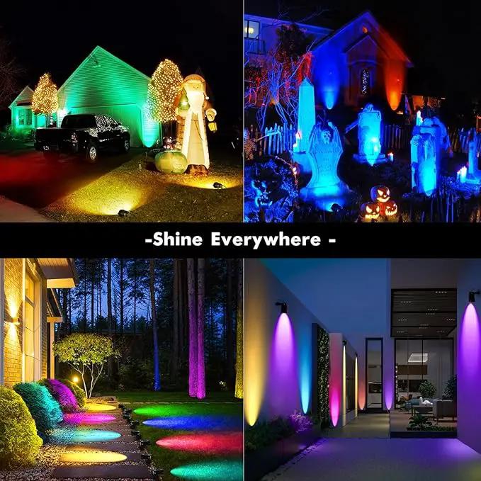 LemonBest Landscape Lighting - 6W RGB Color Changing Halloween Landscape Lights 120V Christmas Outdoor LED Spotlight with Remote Control Waterproof Spot Lights for Yard Garden Patio Driveway (4 Pack), photo 7 of 8
