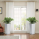 FENCY Set of 2 Tall Planters for Outdoor Plants, 24 Inch Large Tapered Pots with Drainage Trays, Weather-Resistant Plastic Plant Containers for Patio, Porch, Garden, Front Door Decor,White by CozyNest Decor