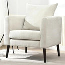 Barrel Accent Chair with Back Pillow, Large Upholstered Armchair with Solid Wood Legs Modern Reading Chairs for Living Room Bedroom by CozyNest Decor