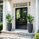 Kante 24 Inch Tall Round Concrete Planter, Large Indoor Outdoor Plant Pots with Drainage Hole and Rubber Plug, Modern Decorative Garden Pots for Home Patio Porch, Textured Charcoal by GreenHaven Gardens