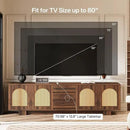 Tribesigns 70.9" TV Stand for TVs up to 80 Inches, Mid-Century Modern Entertainment Center with Storage and Drawers, Rattan Media Console TV Cabinet for Living Room, Bedroom, Walnut by CozyNest Decor