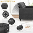 84 Inches Fabric Sectional Sofa w/Pull Out Sofa Bed & Adjustable Back, Tufted L Shaped Couch w/Storage Chaise, Sleeper Sectional Sofa w/USB Port & Cup Holders for Living Room, Grey by CozyNest Decor