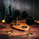 Set Of 4 Black Wine Glasses Gold Stemmed 14 Oz By Gold Rim Wine Glasses Black Colore by The Wine Savant