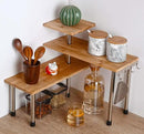 HYNAWIN Corner Shelf Bamboo & Metal Storage Spice Rack, 3 Tier Desk Bookshelf Display Shelves Space Saving Organizer, Adjustable Rack for Kitchen, Bed Room, Office-Best Home Décor (Upgraded Shelf) by CozyNest Decor
