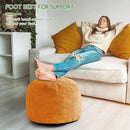 HIGOGOGO Round Stuffed Pouf Ottoman, Corduroy Poufs with Foam Chunk Filling, Furry and Fluffy Pouf Foot Stool Storage Ottoman, 20 X 15 Floor Poufs Foot Rest for Living Room, Orange