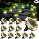 Solar Ground Lights Outdoor 12 Pack Waterproof, Upgraded Solar Garden Lights with 4 Side Light, Stainless Steel Solar Powered Disc Landscape Light for Walkway Pathway Lawn Yard Patio Deck-Warm White by CozyNest Decor
