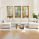 CHITA Oversized Modular Sectional Fabric Sofa Set, FSC Certified Extra Large U Shaped Couch Reversible Chaise Modular Sectional Couch, 146 inch Width, 6 Seat Modular Sofa with Storage Ottomans, Linen by CozyNest Decor
