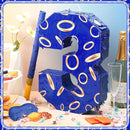 Number 3 Blue and Golden Rings Piñata for Kids Birthday Cartoon Theme Small Piñata with Blindfold Stick Confetti for Fiesta Cinco De Mayo Party Decor, 15.8 x 11 x 2.8 Inch by TinyTreasures Baby Boutique