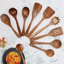 Zulay Kitchen 9-Piece Teak Wooden Utensils for Cooking - Natural Teak Utensil Set with Premium Gift Box - Non-Stick Wooden Spoons for Cooking - Kitchen Gift Set - Comfortable Grip Wooden Utensil Set by CozyNest Decor