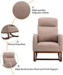 Dolonm Nursery Rocking Chair for Living Room, Upholstered Mid-Century Modern Nursery Rocking Armchair Tall Back Accent Glider Rocker, Camel by TinyTreasures Baby Boutique