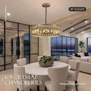 16” 4-Light Modern Crystal Chandeliers Nickel Dinning Room Light Fixture, Round Pendant Light Kitchen Island Chandelier, Flush Mount Ceiling Light for Living Room Entryway Bedroom Foyer by CozyNest Decor