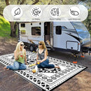 Waterproof Outdoor Rug 8x10ft, Reversible Plastic Straw Mat Rugs for Patio RV Deck Porch Backyard Balcony Camping Picnic Beach Indoor Outdoor Carpet, Black&White by CozyNest Decor