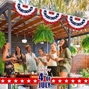 6 Pack USA Pleated Bunting Fan Flags, 1.5 x 3 Ft Patriotic Half Fan Banner American Flag Decoration Bunting for Outside Red White and Blue Decor Independence Day Memorial Day 4th of july Decorations by GreenHaven Gardens