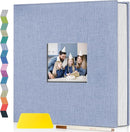 popotop Photo Album Self Adhesive with Picture Display Window,60 Pages DIY Scrapbooking Supplies Kit for 4x6 10x12 Picture,Linen Cover Memory Book for Baby Wedding, with Scraper and Metallic Pen by TinyTreasures Baby Boutique