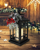 iStatue Metal Black Christmas Lantern with Flameless Candle, 14'' Modern Farmhouse Decor Festive Holiday Rustic Home Gifts for Indoor / Outdoor (Xmas) by CozyNest Decor