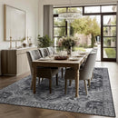 9x12 Area Rug Living Room Rugs, Stain Resistant Washable Rug, Vintage Large Non-Slip Backing, Low Pile Lightweight Print Rug for Bedroom Dinning Room Home Office (Medium Gray) by TinyTreasures Baby Boutique