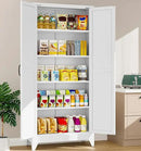 75" Tall Pantry Cabinet,Farmhouse Kitchen Pantry Storage Cabinets with 2 Doors and 5 Shelves,White Metal Storage Cabinet,Large Cupboard for Home,Kitchen,Dining/Living Room by CozyNest Decor