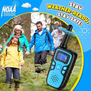 Wishouse Walkie Talkies for Kids Rechargeable Long Range,Xmas Birthday Gift for 4 5 6 7 8 9 Year Old Boys Girls,Hiking Gear Camping Games Cool Toys with NOAA,SOS Siren,Lamp,Lanyards,2 Pack Blue Yellow by TinyTreasures Baby Boutique