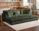 Oversized Modular Sofa, Extra Deep Cloud Corduroy Sectional Couch with Ottoman Chaise, Fluffy Chenille 6 Seater Couch Bed for Living Room, Villa (Sofa Bed 6 Seater, Corduroy Green)