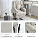 Power Lift Recliner Chair with Massage and Heat for Elderly People, Dual Motor Electric Lift Chair with Power-Remote, Medium-Firm and Heavy Duty, Chenille Fabric - Beige by CozyNest Decor