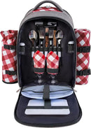 apollo walker Picnic Backpack Bag with Cooler Compartment, Detachable Bottle/Wine Holder, Fleece Blanket, Plates and Cutlery Set (2 Person, Gray) by GreenHaven Gardens