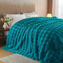 Lotus Karen Faux Fur Throw Blanket Teal - Big Bubble Rabbit Fluff Blanket for Couch Bed Sofa,Softest Fluffy Fuzzy Cozy Blanket,Thick Furry Plush Shaggy Warm Blankets for Women,60x80 Inches by CozyNest Decor