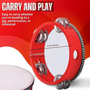 Flexzion Wood Handheld Tambourine Adults 6-Inch Double Row 8-Pair Jingles (Red) - Percussion Round Tamborines Musical Instrument with Metal Zills by TinyTreasures Baby Boutique