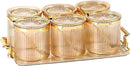 Acrylic Condiment Spice Jars,Condiment Spice Box With Lids and Spoons and Tray,Clear Plastic Condiment Canisters,Seasoning Box 6 Pack,Seasoning Box Set for Kitchen to Storage Salt,Paprika,Sugar by CozyNest Decor