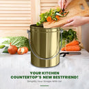 Utopia Kitchen Compost Bin for Kitchen Countertop - 1.3 Gallon Compost Bucket for Kitchen with Lid - Includes 1 Spare Charcoal Filter (Gold) by GreenHaven Gardens