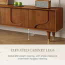 Mid-Century Modern TV Stand, 71'' Walnut TV Stand with Storage, Wooden TV Consoles Entertainment Center TV Table for Living Room, Bedroom by CozyNest Decor