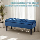 Ottoman with Storage Velvet Storage Bench Holds Up to 500 lbs Ottomans Upholstered Bench with Seating for Bedroom, Living Room, Blue by CozyNest Decor