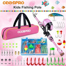 ODDSPRO Kids Fishing Pole Pink, Portable Telescopic Fishing Rod and Reel Combo Kit - with Spincast Fishing Reel Tackle Box for Girls, Youth by TinyTreasures Baby Boutique